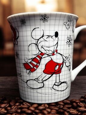 Disney Mickey Mouse Winter Christmas Sketchbook Coffee Cup Mug- Discontinued